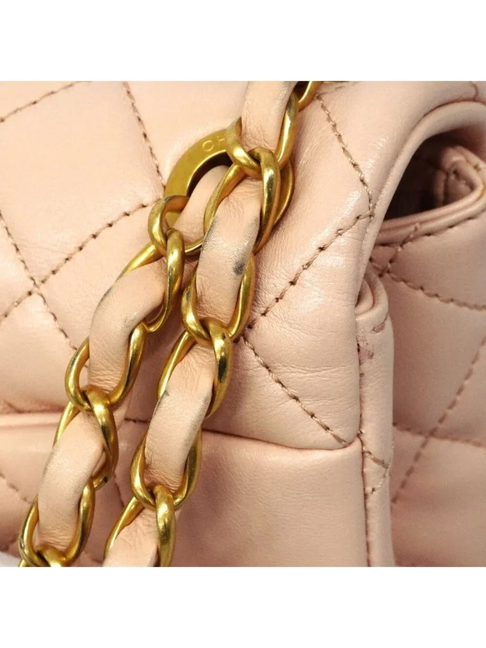 Chanel Shoulder Bag Quilted Lambskin Pink Gold
